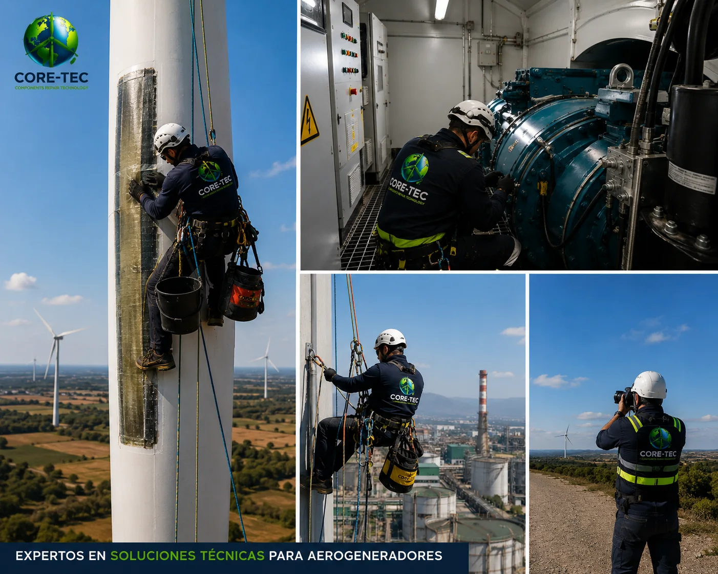 Operaciones técnicas de CORE-TEC en aerogeneradores